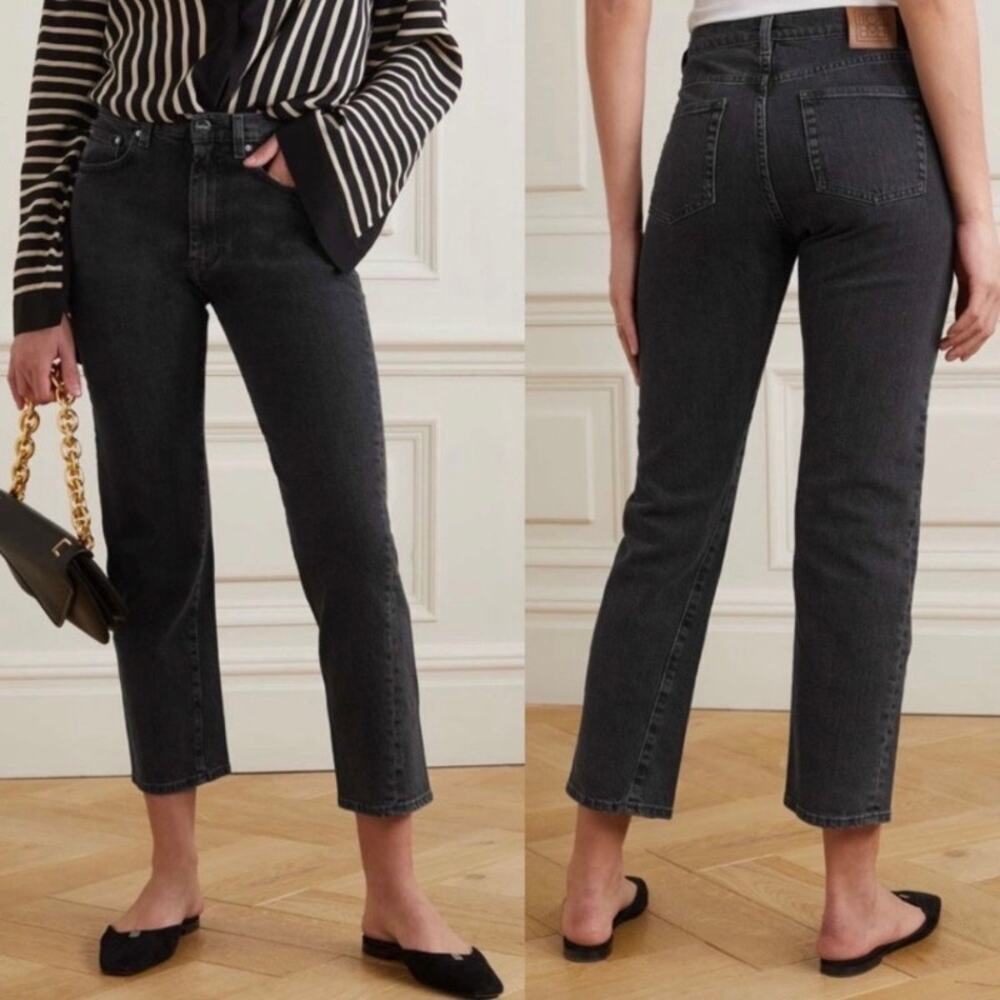 Toteme Original Twisted Seam Crop Jeans Washed Black Straight Leg Size 27